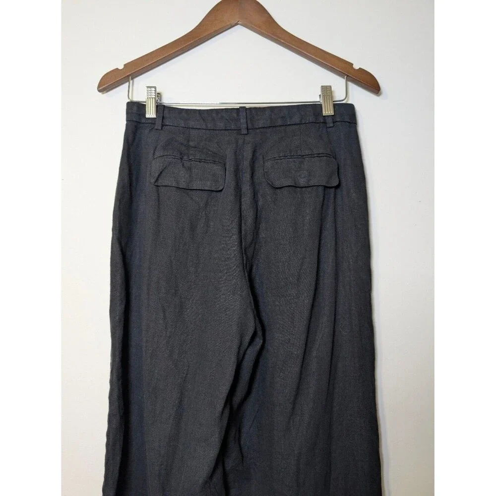 J.Crew 100% Linen Cropped Essential Wide Leg Pants 6P Minimalist Coastal Summer